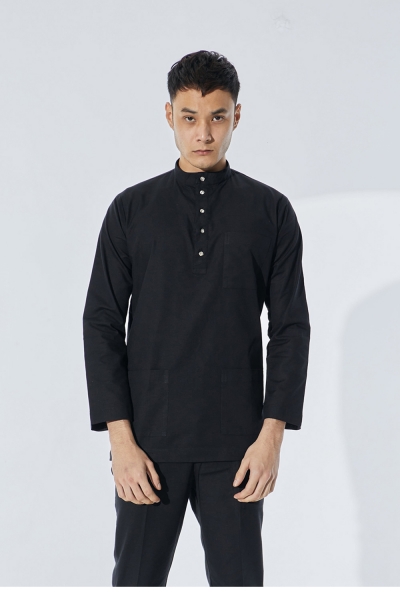 Baju Melayu Cekak Musang Zarama, Black